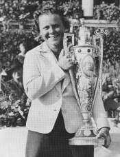 Patty Berg with the Ladies Professional Gold Association trophy.